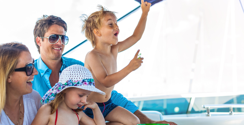 wealthy family enjoying a day on a boat